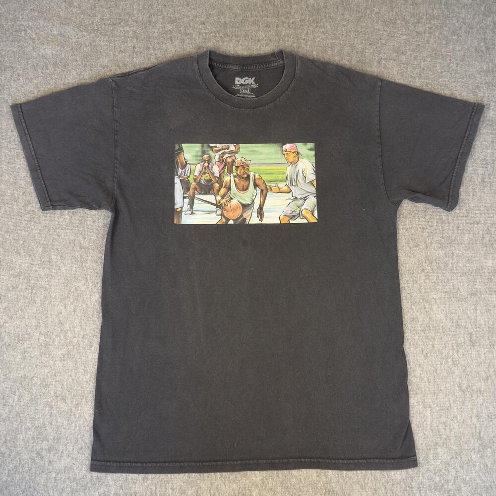 DGK Shirt Mens Large Black White Men Can't Jump Tee T-Shirt Skateboard